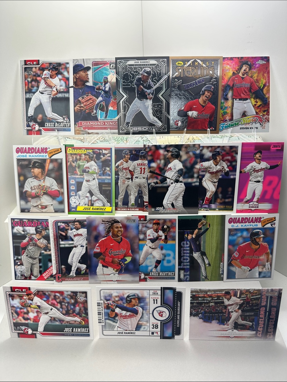 Jose Ramirez Guardians lot of 20 w/ Chase DeLauter rookie + Steven Kwan